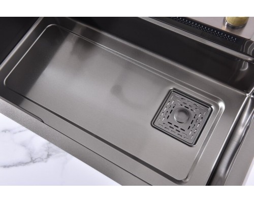 Кухонная мойка Art Decco Elegant Flow AEF116846, 68 см, со смесителем и дозатором, нержавеющая сталь, PVD графит Кухонная мойка Art Decco Elegant Flow AEF116846, 68 см, со смесителем и дозатором, нержавеющая сталь, PVD графит