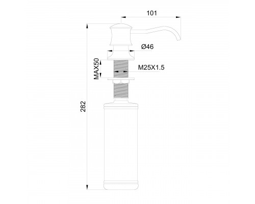 Дозатор мыла WONZON & WOGHAND, Брашированное золото (WW-88SD03-BG)