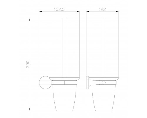 Туалетный ершик в комплекте WONZON & WOGHAND SIMPLE, Хром (WW-6529)