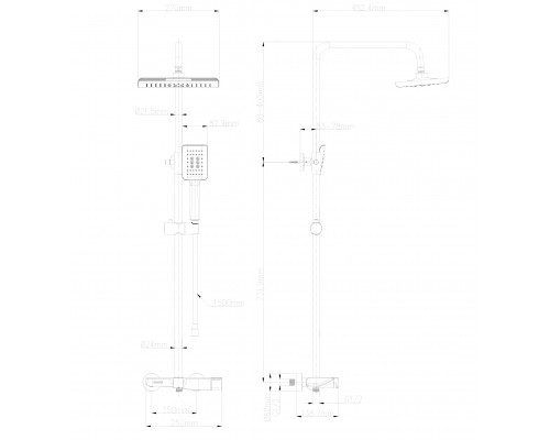 Душевая система WONZON & WOGHAND, Брашированное золото (WW-AE33110-BG)