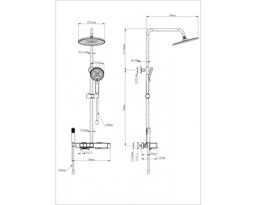 Душевая система с термостатом WONZON & WOGHAND MUSE Forte, Белый матовый (WW-B3580-MW)