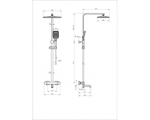 Душевая система с термостатом WONZON & WOGHAND STAY 3, Белый матовый (WW-B3026-T1-MW)