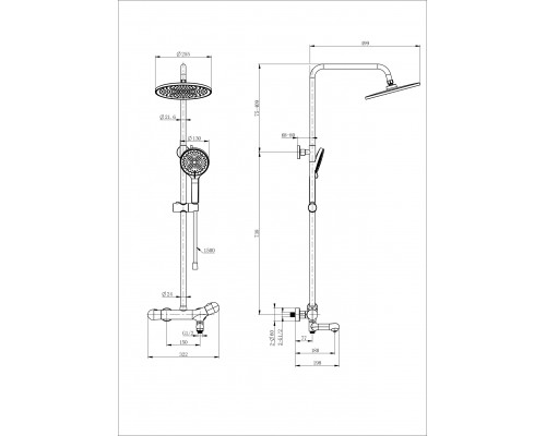 Душевая система с термостатом WONZON & WOGHAND T-1000, Хром (WW-B3057-A-CR)