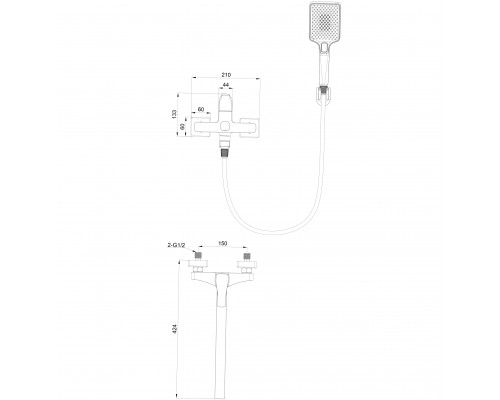 Смеситель для ванны WONZON & WOGHAND FLEX, Хром (WW-639906-CR)