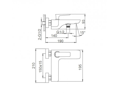 Смеситель для ванны WONZON & WOGHAND SHARK, Хром (WW-483101-CR)
