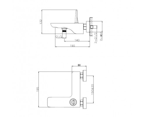 Смеситель для ванны WONZON & WOGHAND SHARK, Хром (WW-48B3101-CR)
