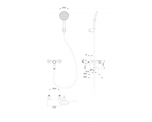 Смеситель для ванны с душем WONZON & WOGHAND CLICK, Белый матовый (WW-FE05L221-MW)