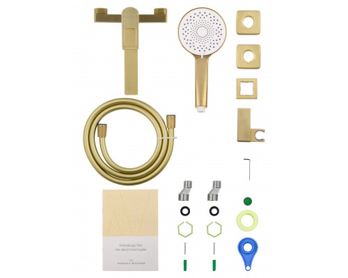 Смеситель для ванны с душем WONZON & WOGHAND FRAME, Брашированное золото (WW-88639010- BG)