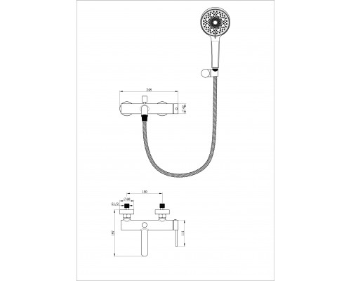 Смеситель для ванны с душем WONZON & WOGHAND STICK, Хром (WW-88639017-CR)