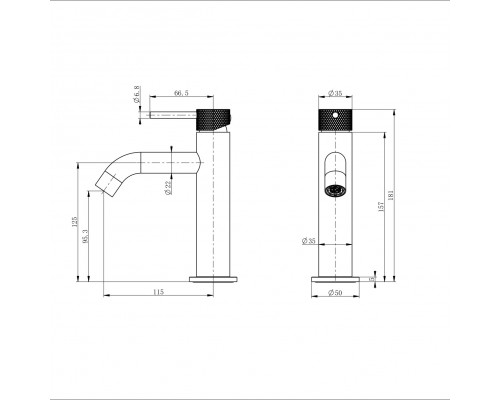 Смеситель для раковины WONZON & WOGHAND, Черный матовый (WW-H1061-MB)