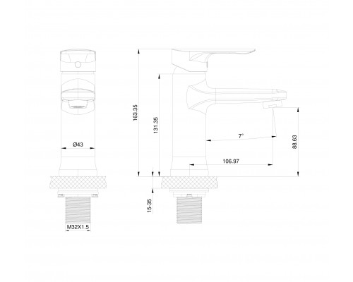 Смеситель для раковины WONZON & WOGHAND, Черный матовый (WW-XH-011-MB)