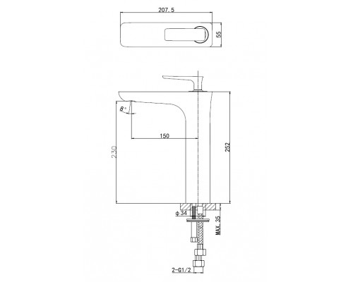 Смеситель для раковины высокий WONZON & WOGHAND SHARK, Хром (WW-481102-CR)