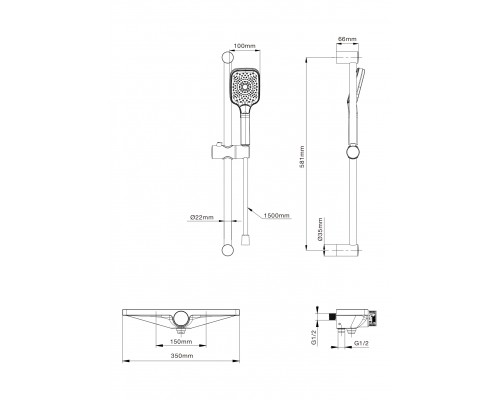 Смеситель для ванны с душем WONZON & WOGHAND Onix, Белый матовый (WW-B2551-A-MW)