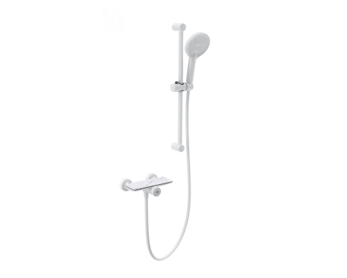 Смеситель для душа с гарнитуром WONZON & WOGHAND ClickPlate, Белый матовый (WW-B2052-A-MW)