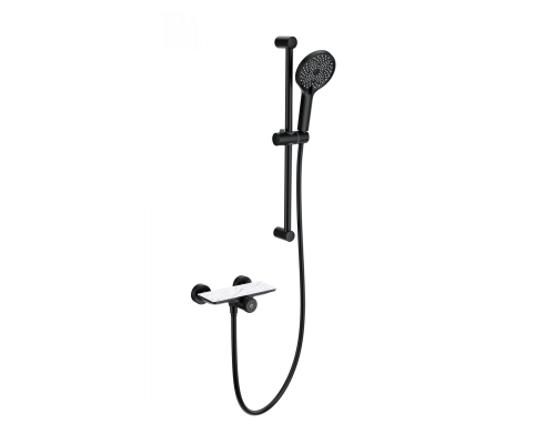 Смеситель для душа с гарнитуром WONZON & WOGHAND ClickPlate, Черный матовый (WW-B2052-A-MB)