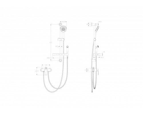 Смеситель для душа с гарнитуром WONZON & WOGHAND, Черный матовый (WW-A31003-MB)
