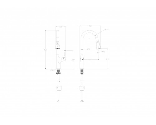 Смеситель для кухни с выдвижным изливом WONZON & WOGHAND, Хром (WW-AE54123-CR)