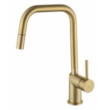 Смеситель для кухни с выдвижым изливом WONZON & WOGHAND, Брашированное золото (WW-6018-BG)