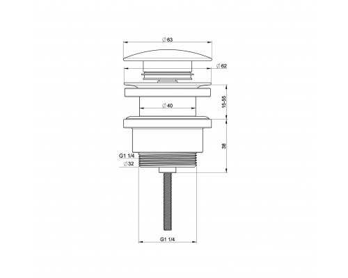 Донный клапан для раковины 1 1/4 WONZON & WOGHAND, Белый матовый (WW-88SS07-MW)
