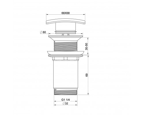 Донный клапан для раковины 1 1/4 WONZON & WOGHAND, Белый матовый (WW-88SS08-MW)