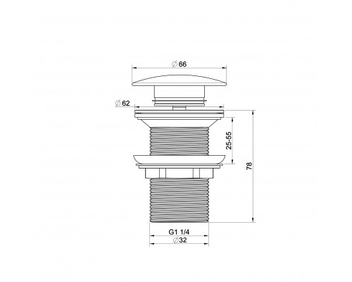 Донный клапан для раковины 1 1/4 WONZON & WOGHAND, Черный матовый (WW-88SS02-MB)