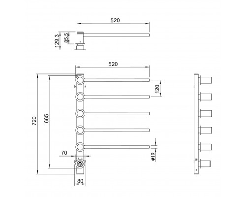 Полотенцесушитель электрический встраиваемый WONZON & WOGHAND HAMBURG, Хром (WW-AL315-CR)