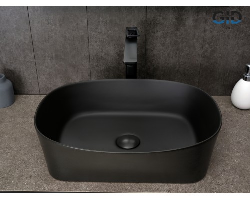 Раковина Gid N9028bg 53380 накладная черная графит 53x36x14