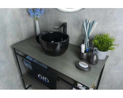 Раковина Gid Nc9077 52230 накладная черная глянцевая 40x30x18
