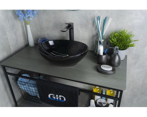 Раковина Gid Nc920 52231 накладная черная глянцевая 41x34x15