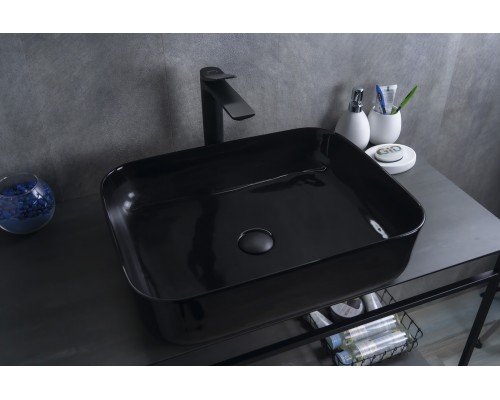 Раковина Gid BL1304 53351 накладная черная глянцевая 50x39x13