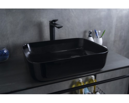 Раковина Gid BL1304 53351 накладная черная глянцевая 50x39x13
