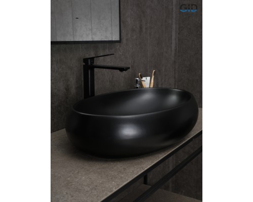 Раковина Gid Bm9030a 53371 накладная черная матовая 60x41x15