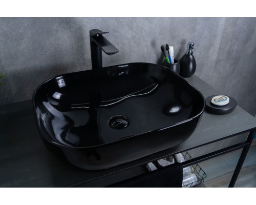 Раковина Gid BL1302 53347 накладная черная глянцевая 50x40x14
