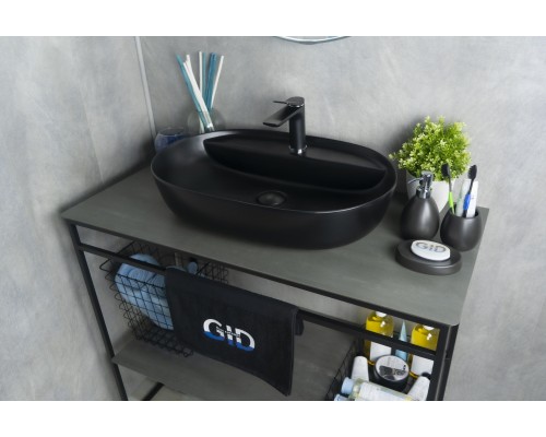 Раковина Gid Bm1346 53345 накладная черная матовая 61x41x14