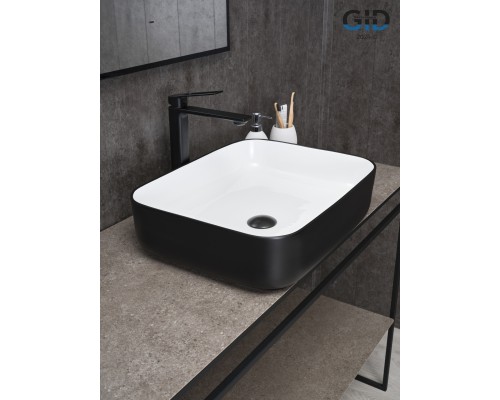 Раковина Gid Nc366 52205 накладная белая / черная 50x39x13
