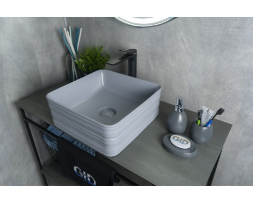 Раковина Gid Gm965 53338 накладная серая матовая 38.5x38.5x13.5