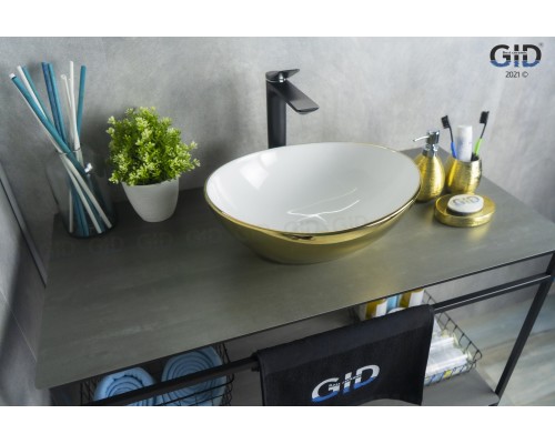 Раковина Gid Nc999 52229 накладная белая / золото 41x34x15 Раковина Gid Nc999 52229 накладная белая / золото 41x34x15