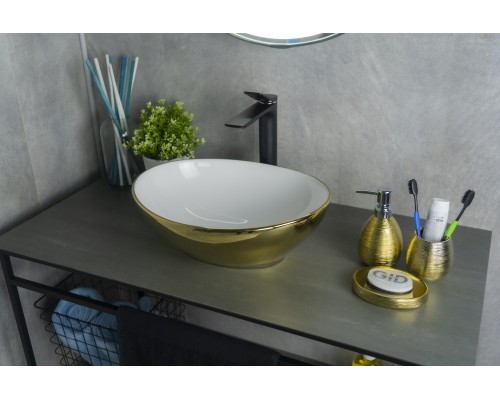 Раковина Gid Nc999 52229 накладная белая / золото 41x34x15 Раковина Gid Nc999 52229 накладная белая / золото 41x34x15