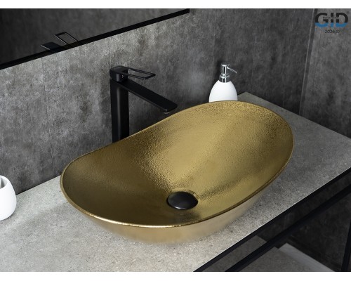 Раковина Gid Gd9811 53340 накладная золотая 61x37x15