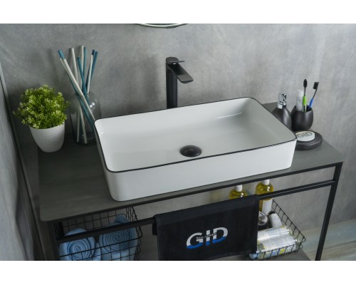 Раковина Gid Nc9399 52225 накладная белая / черная 60x34x11