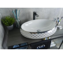 Раковина Gid Nc262 52201 накладная белая / хром 60x41x15
