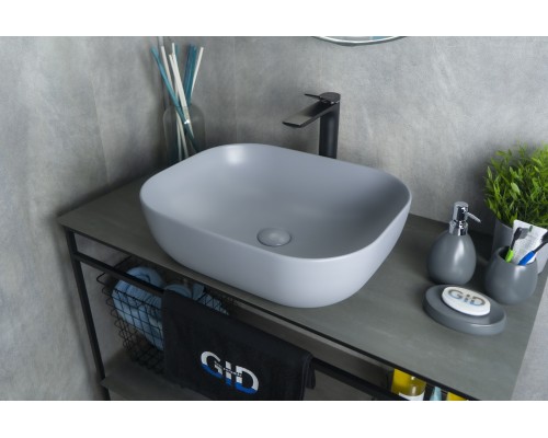 Раковина Gid Gm1302 53336 накладная серая матовая 50x40x14