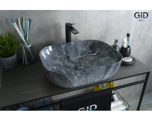 Раковина Gid   54401 накладная под камень глянцевая 50x40x14