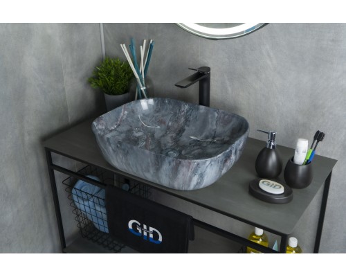 Раковина Gid   54401 накладная под камень глянцевая 50x40x14