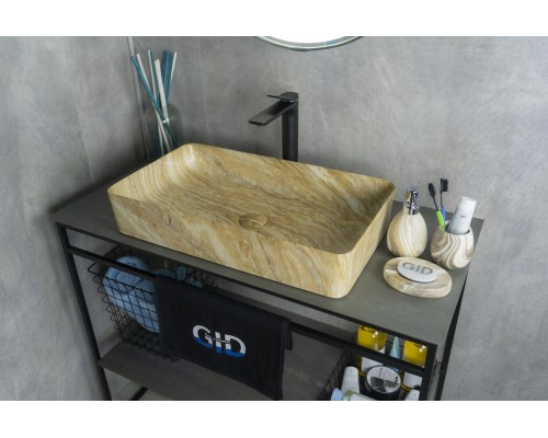 Раковина Gid Mnc595 54456 накладная под камень глянцевая 60x34x11