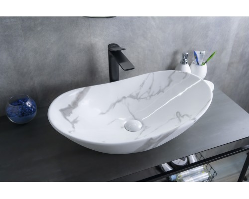 Раковина Gid Mnc811C 54478 накладная под камень глянцевая 61x37x15