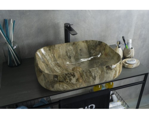 Раковина Gid Mnc186 54423 накладная под камень глянцевая 56x42x14
