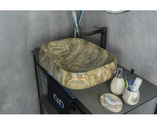 Раковина Gid Mnc186 54423 накладная под камень глянцевая 56x42x14