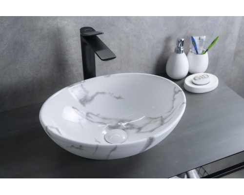 Раковина Gid Mnc138C 54473 накладная под камень глянцевая 41x34x15