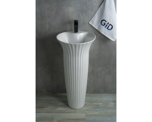 Раковина Gid Nb132 81113 накладная белая 41x41x84